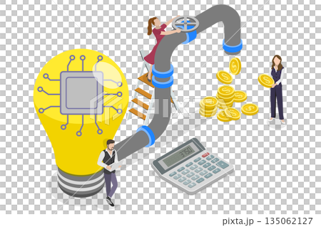 3D Isometric Flat Illustration of Innovation Pipeline, Ways To Generate Revenue, Business Ideas For Profitable Monetization Opportunities 3D Isometric Flat Illustration of Innovation Pipeline, Ways To Generate Revenue, Business Ideas For Profitable Monetization Opportunities 135062127