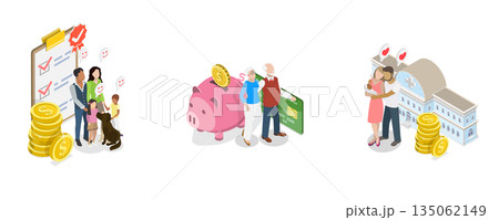 3D Isometric Flat Illustration of Family Insurance, Social Security Benefits 3D Isometric Flat Illustration of Family Insurance, Social Security Benefits 135062149