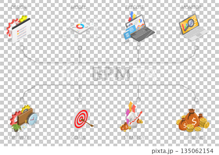 3D Isometric Flat Illustration of BPM, Banner For Business Process Management 3D Isometric Flat Illustration of BPM, Banner For Business Process Management 135062154