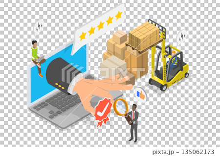 3D Isometric Flat Illustration of Certified Supplier, Ensuring Product Quality 3D Isometric Flat Illustration of Certified Supplier, Ensuring Product Quality 135062173