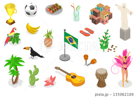 3D Isometric Flat Illustration of Brazil, Explore The Rich Culture And Landmarks 3D Isometric Flat Illustration of Brazil, Explore The Rich Culture And Landmarks 135062189