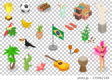 3D Isometric Flat Illustration of Brazil, Explore The Rich Culture And Landmarks 3D Isometric Flat Illustration of Brazil, Explore The Rich Culture And Landmarks 135062189