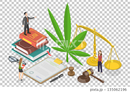 3D Isometric Flat Illustration of Cannabis Laws And Regulations, Legalized Marihuana 3D Isometric Flat Illustration of Cannabis Laws And Regulations, Legalized Marihuana 135062196
