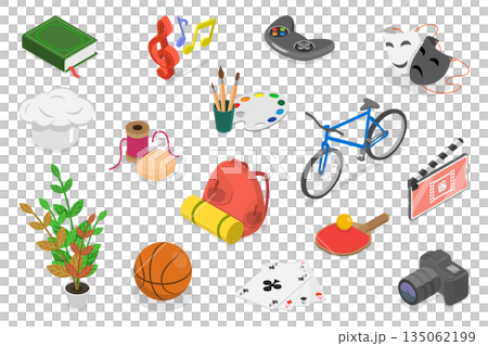 3D Isometric Flat  Illustration of Concept Hobbies, Interests In Life 135062199