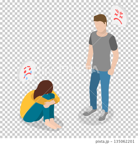 3D Isometric Flat Illustration of Domestic Violence , Masculine Abuse In Intimate Relationships 3D Isometric Flat Illustration of Domestic Violence , Masculine Abuse In Intimate Relationships 135062201