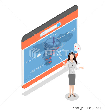 3D Isometric Flat Illustration of Tornado Structure, Easy Explaination 3D Isometric Flat Illustration of Tornado Structure, Easy Explaination 135062206
