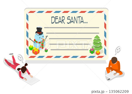 3D Isometric Flat Illustration of Letter to Santa , Christmas Wishes 3D Isometric Flat Illustration of Letter to Santa , Christmas Wishes 135062209