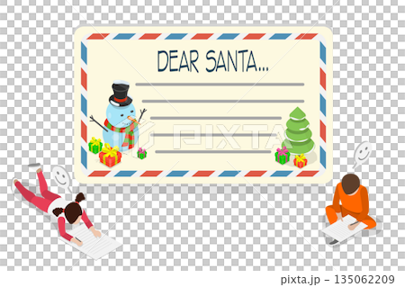 3D Isometric Flat Illustration of Letter to Santa , Christmas Wishes 3D Isometric Flat Illustration of Letter to Santa , Christmas Wishes 135062209