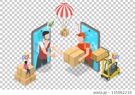 3D Isometric Flat  Illustration of Supplier, Supply Chain 135062210