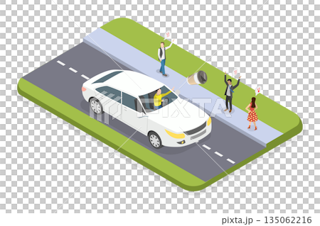 3D Isometric Flat  Illustration of Littering From Vehicle, Person Recklessly Discarding Litter From Car While Driving 135062216