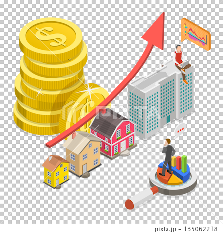 3D Isometric Flat Illustration of Real Estate Investment, Purchasing a House 3D Isometric Flat Illustration of Real Estate Investment, Purchasing a House 135062218