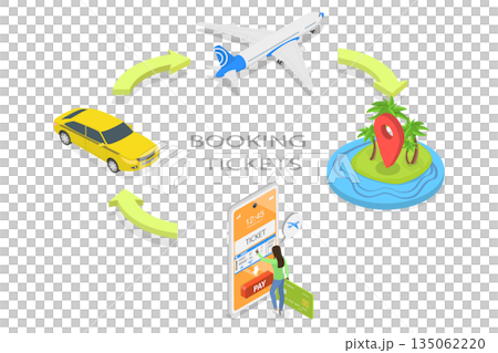 3D Isometric Flat Illustration of Online Ticket Booking, Digital Reservation Platform, Access Convenient Ticketing Services 3D Isometric Flat Illustration of Online Ticket Booking, Digital Reservation Platform, Access Convenient Ticketing Services 135062220