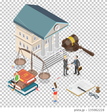 3D Isometric Flat Illustration of Law And Justice, Understanding The Legal System In Society 3D Isometric Flat Illustration of Law And Justice, Understanding The Legal System In Society 135062228