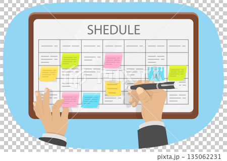 3D Isometric Flat  Illustration of Scheduling, Concept Of Planning Schedule Using Task Board. 135062231