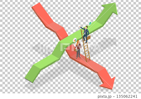 3D Isometric Flat Illustration of Resolving Financial Problems, Navigating Economic Downturns, Opportunities For Investors In A Recovering Stock Market 3D Isometric Flat Illustration of Resolving Financial Problems, Navigating Economic Downturns, Opportunities For Investors In A Recovering Stock Market 135062241