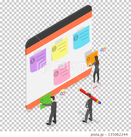 3D Isometric Flat  Illustration of Task Priority, Work Efficiency 135062244