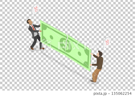 3D Isometric Flat Illustration of Business Conflict, Spliting Profits In Half 3D Isometric Flat Illustration of Business Conflict, Spliting Profits In Half 135062254