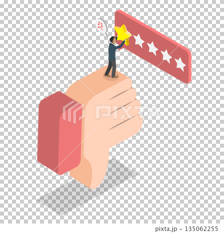 3D Isometric Flat Illustration of Bad Review, Unhappy Man Leaves Negative One-Star Review Due To Poor User Experience And Low Rating 3D Isometric Flat Illustration of Bad Review, Unhappy Man Leaves Negative One-Star Review Due To Poor User Experience And Low Rating 135062255