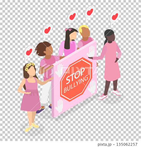 3D Isometric Flat Illustration of Pink Day, Anti-Bullying Day 3D Isometric Flat Illustration of Pink Day, Anti-Bullying Day 135062257