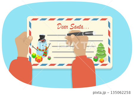 3D Isometric Flat Illustration of Letter To Santa, ChildS Christmas Letter Full Of Wishes For Santa Claus 3D Isometric Flat Illustration of Letter To Santa, ChildS Christmas Letter Full Of Wishes For Santa Claus 135062258