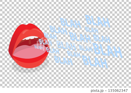 3D Isometric Flat  Illustration of Blah Blah Blah, Talking And Gossip Through The Mouth 135062347