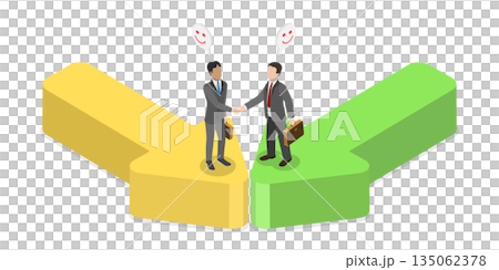 3D Isometric Flat  Illustration of Partnership, Concept Of Business Deal Or Financial Agreement. 135062378