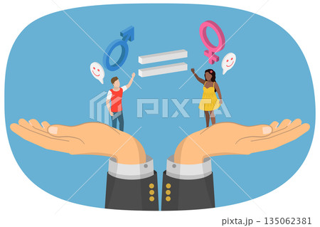3D Isometric Flat Illustration of Gender Equality, Cheerful Man And Woman Giving High Five While Standing Together 3D Isometric Flat Illustration of Gender Equality, Cheerful Man And Woman Giving High Five While Standing Together 135062381