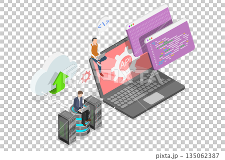 3D Isometric Flat  Illustration of API, Introduction To Application Programming Interfaces 135062387