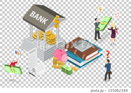 3D Isometric Flat Illustration of Government Subsidy, Support of Citizens And Organizations 3D Isometric Flat Illustration of Government Subsidy, Support of Citizens And Organizations 135062389