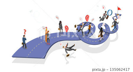 3D Isometric Flat Illustration of Road To Success, Chasing Success, Navigating The Competitive Business Landscape For Career Growth 3D Isometric Flat Illustration of Road To Success, Chasing Success, Navigating The Competitive Business Landscape For Career Growth 135062417