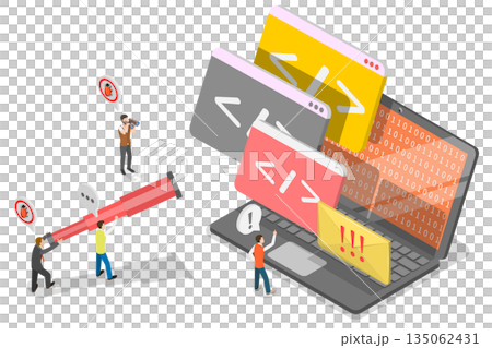 3D Isometric Flat Illustration of Bug Bounty Program, Cybersecurity 3D Isometric Flat Illustration of Bug Bounty Program, Cybersecurity 135062431