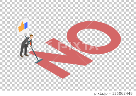 3D Isometric Flat Illustration of Positive Thinking, Optimistic Outlook And Firm Negotiation Stance 3D Isometric Flat Illustration of Positive Thinking, Optimistic Outlook And Firm Negotiation Stance 135062449