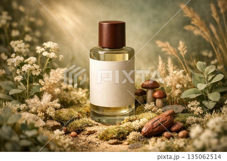 Glass Cosmetic Bottle Mockup for Skincare, Beauty, and Luxury Branding 135062514