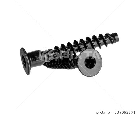 Isolated Black Metal Countersunk Hex Screw for Engineering and Hardware Use Isolated Black Metal Countersunk Hex Screw for Engineering and Hardware Use 135062571