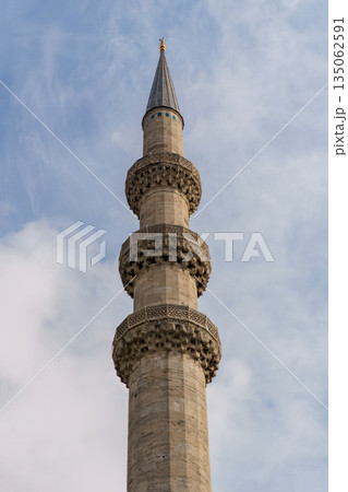 Minaret of the Suleymaniye Mosque against the blue sky 135062591