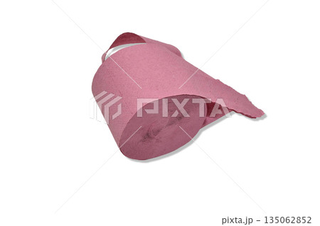 A roll of red toilet paper. 135062852