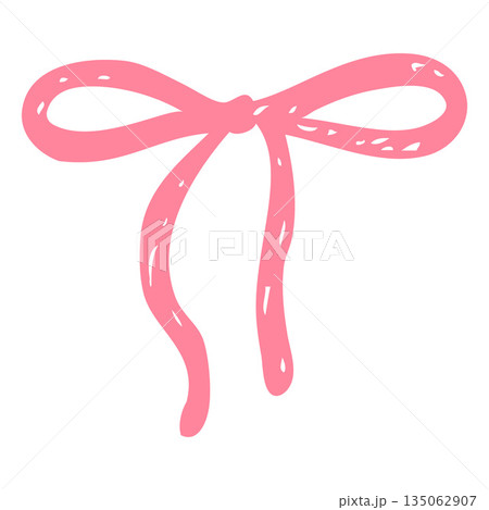 Pink bow vector crayon sketch, Happy New year, Merry Christmas holiday and birthday party decoration Pink bow vector crayon sketch, Happy New year, Merry Christmas holiday and birthday party decoration 135062907