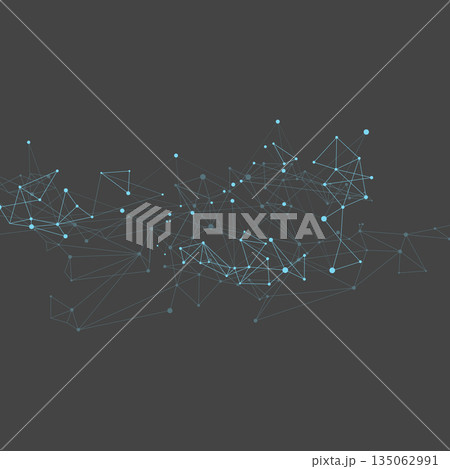 Tech Universe Glowing Nodes in Virtual Space. Vector Abstract Background Tech Universe Glowing Nodes in Virtual Space. Vector Abstract Background 135062991