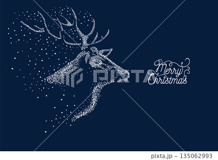 Merry Christmas. Snow dot deer. hand drawing. Not AI. Vector illustration Merry Christmas. Snow dot deer. hand drawing. Not AI. Vector illustration 135062993