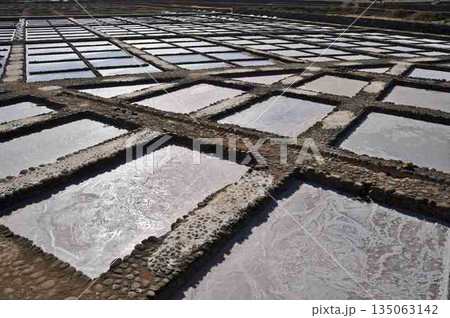 Salt production at Salinas del Carmen on Fuerteventura Salt production at Salinas del Carmen on Fuerteventura 135063142