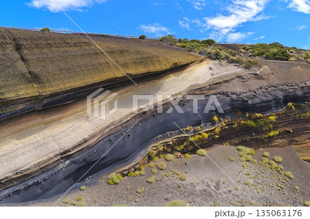 Vulcanic Rock layers in different colours on Tenerife Vulcanic Rock layers in different colours on Tenerife 135063176