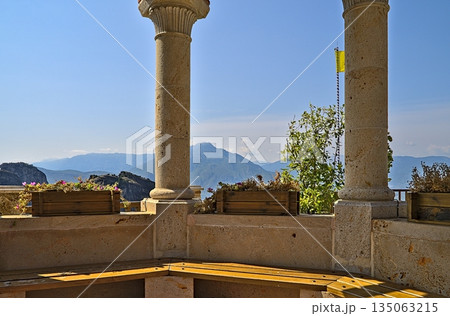 Monastery of Varlaam on a sunny day with view on the landscape 135063215