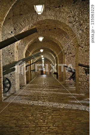 Inside the castle of Gjirokastra with guns from the war 135063229