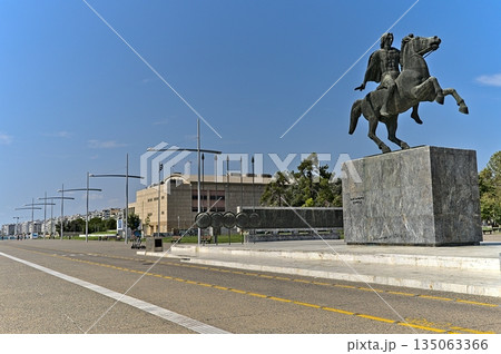 Promenade of Thessaloniki and statue of Alexander the Great Promenade of Thessaloniki and statue of Alexander the Great 135063366
