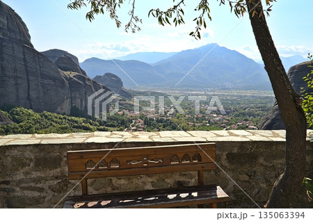 View on Meteora monasteries on a summer day 135063394