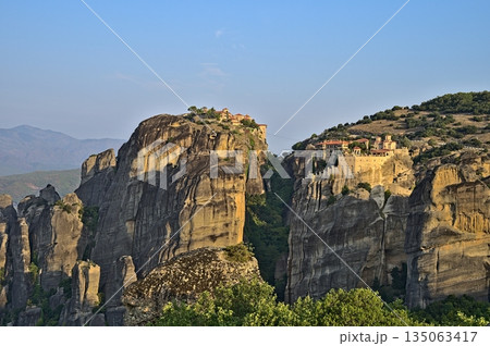 Monastery of Varlaam and Megalo Meteoro at sunrise 135063417