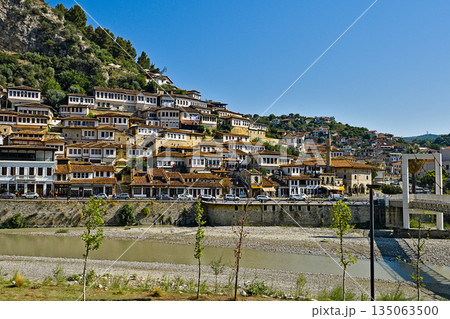 The city of Berat at daytime seen from across the bridge The city of Berat at daytime seen from across the bridge 135063500