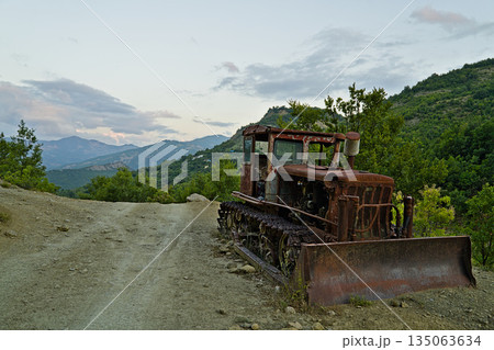Rusty excavator in the national park Hotova Dangell Rusty excavator in the national park Hotova Dangell 135063634
