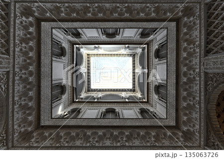 Creative shot at the ceiling of the Alkazar of Seville Creative shot at the ceiling of the Alkazar of Seville 135063726