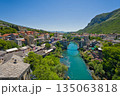 Mostar bridge and bazar from the mosque 135063818